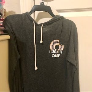 Grey “I donut care” hooded tee funny
